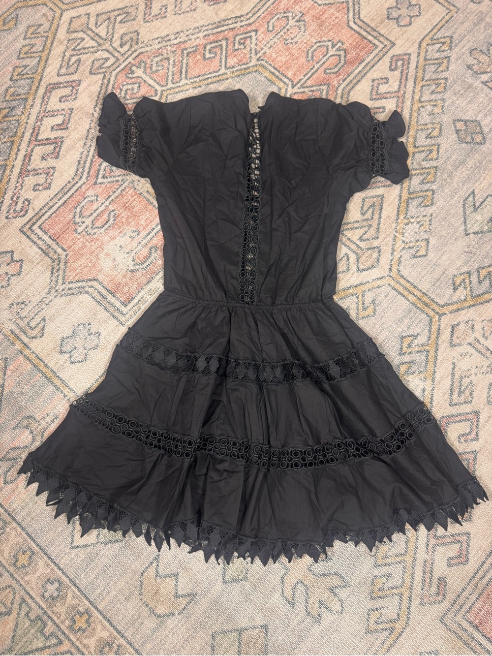 $198 Peixoto Black Ora Cotton Embroidered Swimsuit Cover Up Dress XL yse2123 - Picture 8 of 11